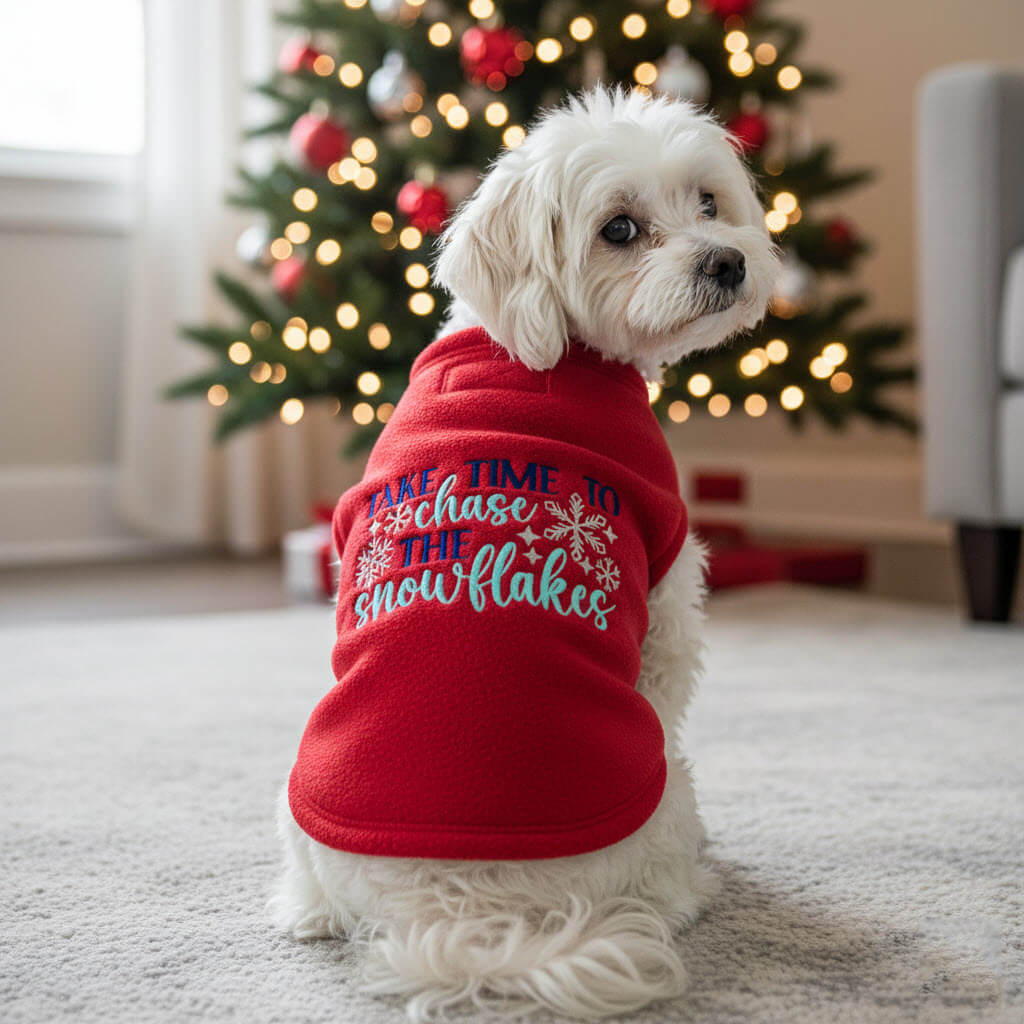 Chase snow flakes design on dog sweater
