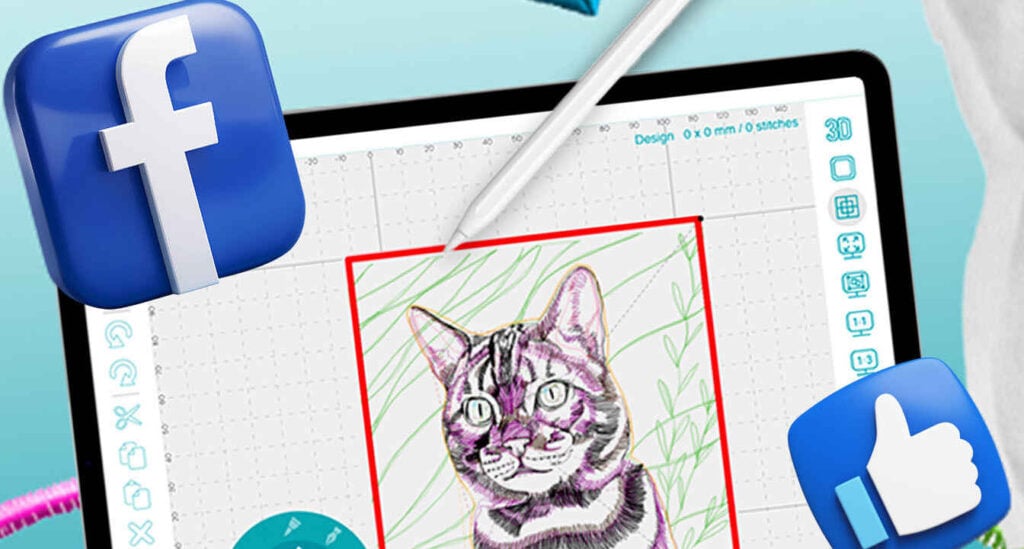 Design Doodler Facebook group image with embroidery supplies