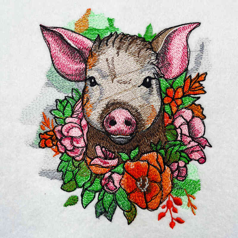 Pretty Pig 2 embroidery design