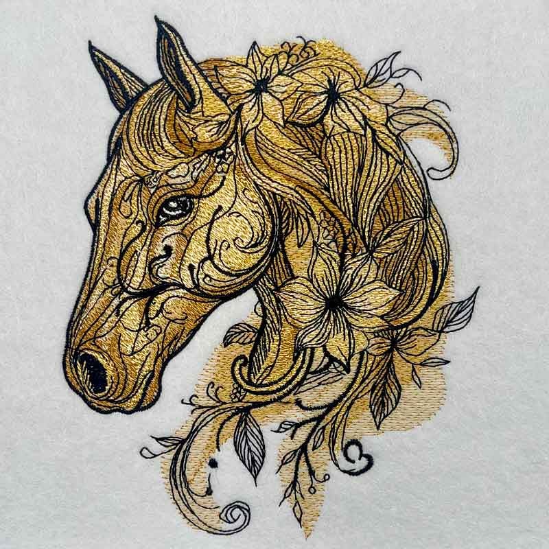 Floral Horse embroidery design