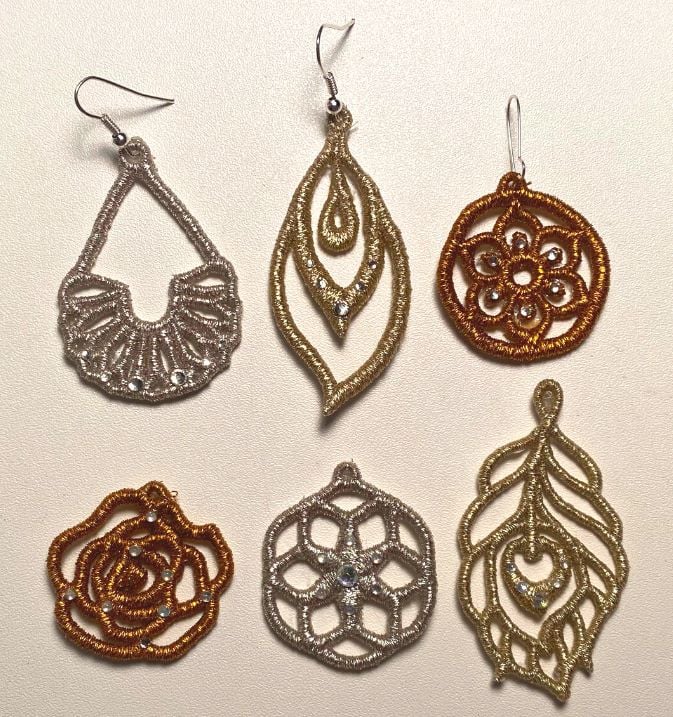 embroidered earrings square