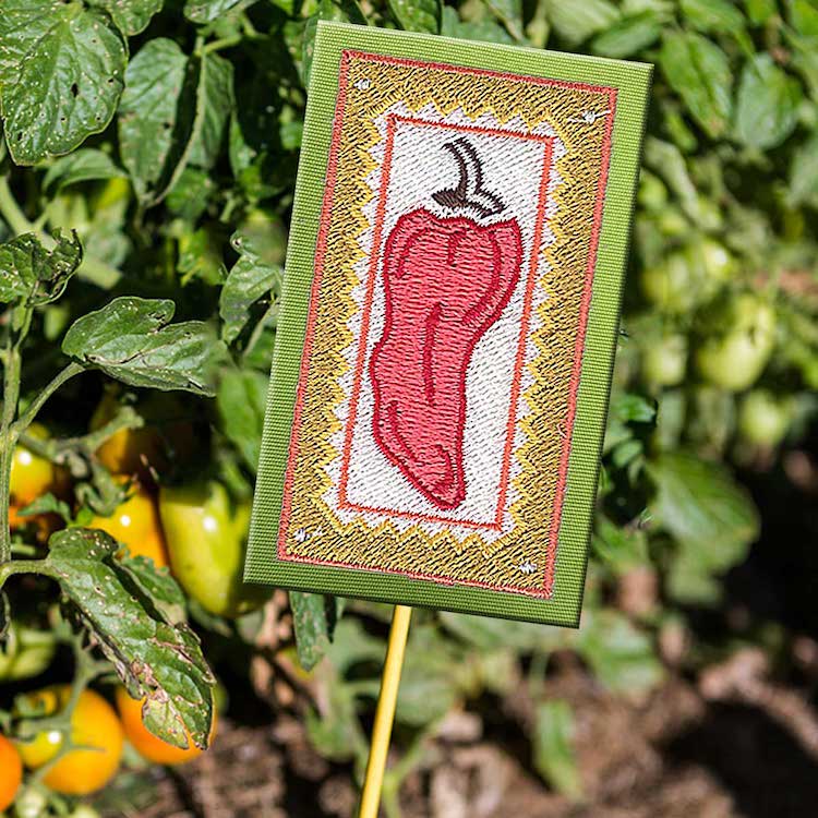garden stake veggie Embroidery Design