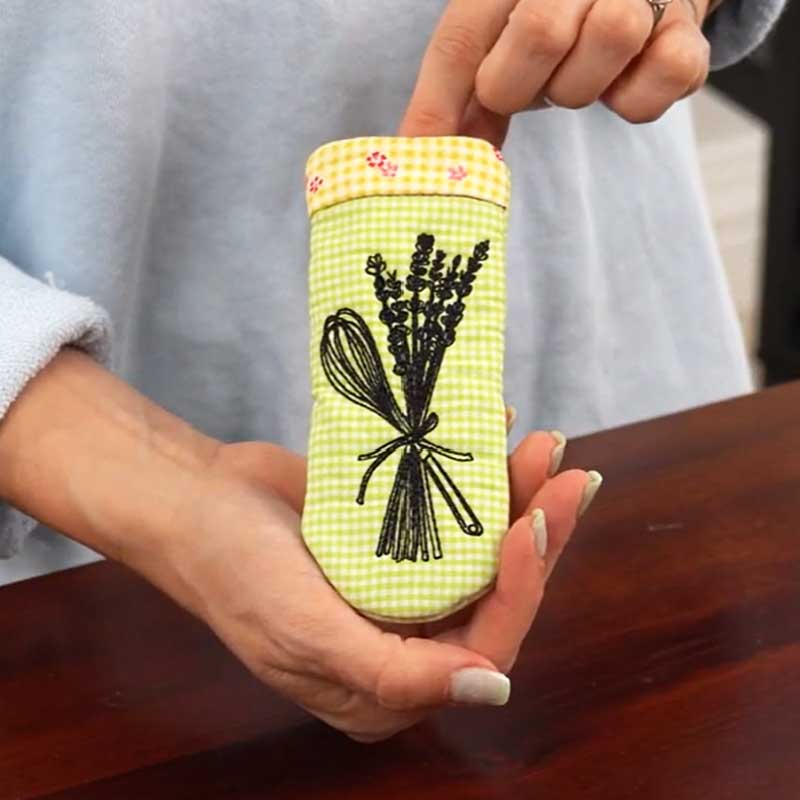 ITH lavender whisk pot holder handle