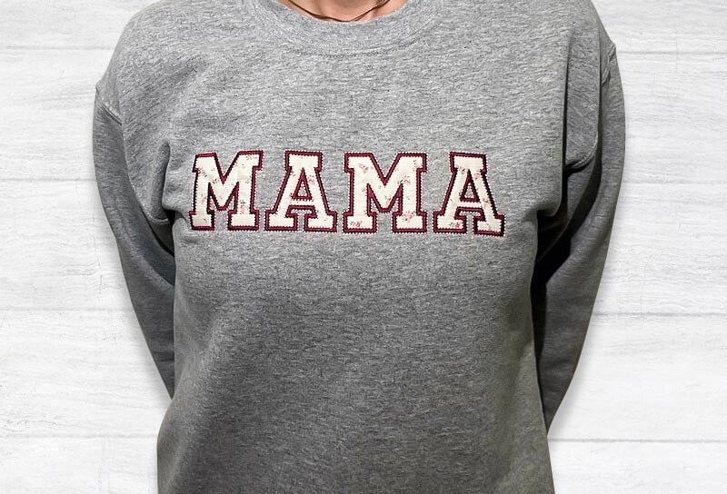 applique on sweatshirt