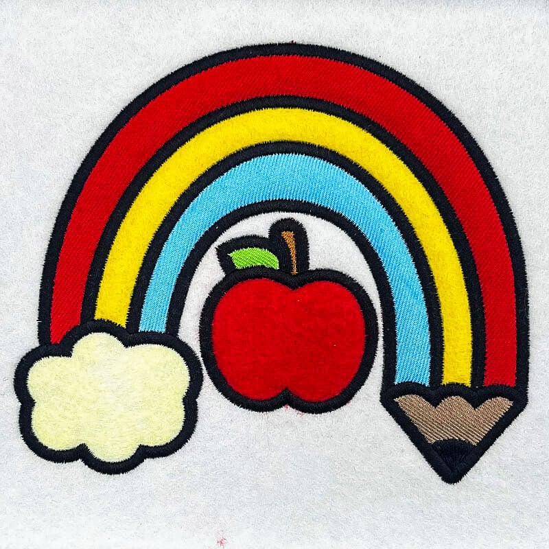 rainbow pencil applique embroidery design