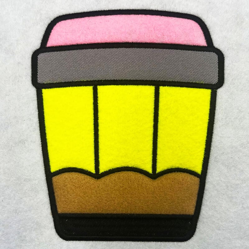 pencil travel mug applique embroidery design