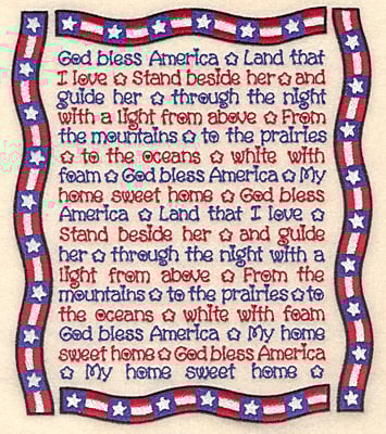 Embroidery Design: American song with banner frame  7.76"h x 6.65"w
