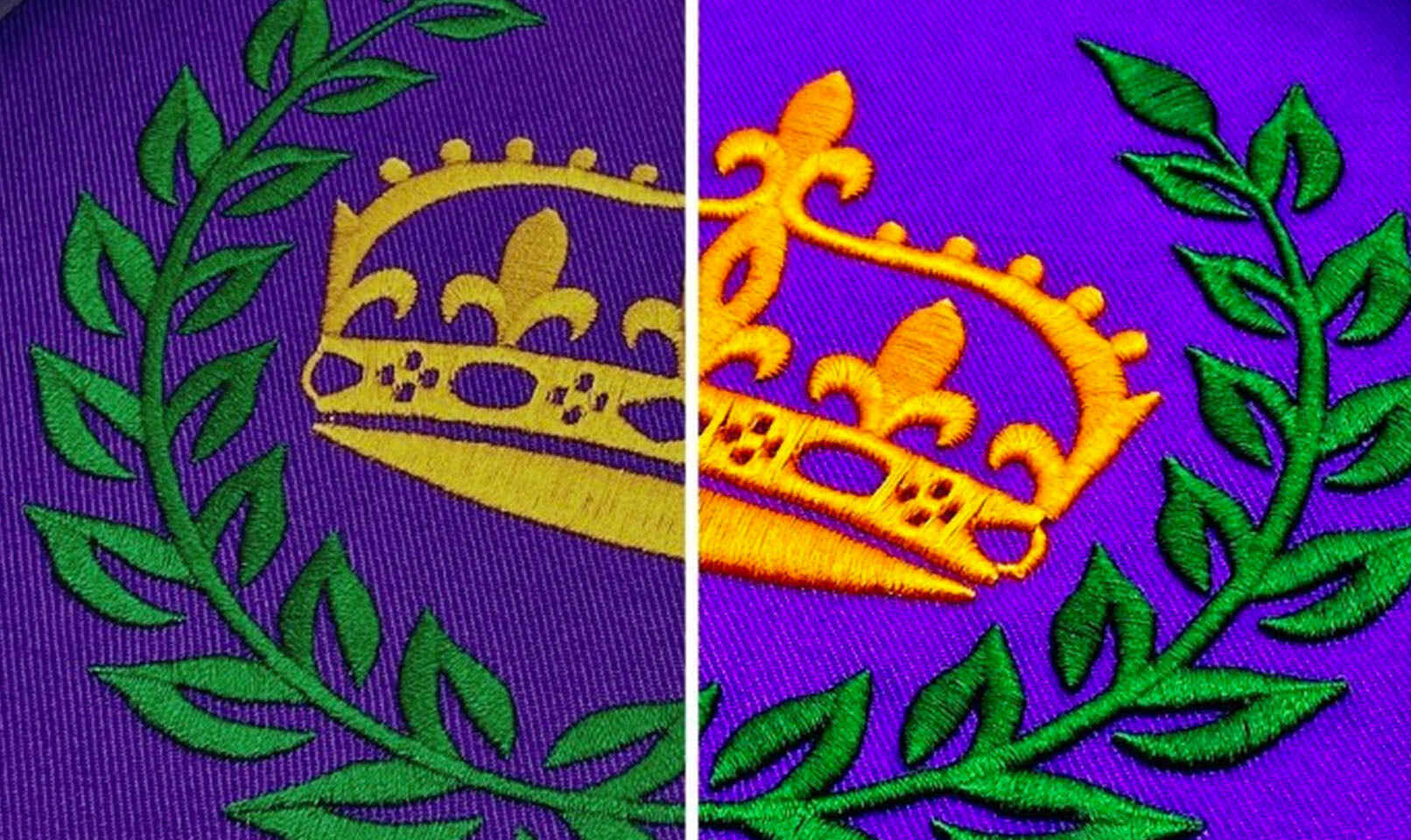 Puff stuff used with crown emrboidery design