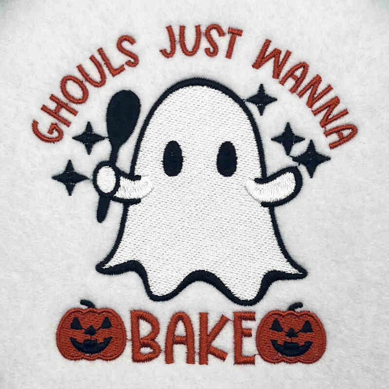 Ghouls wanna bake embroidery design