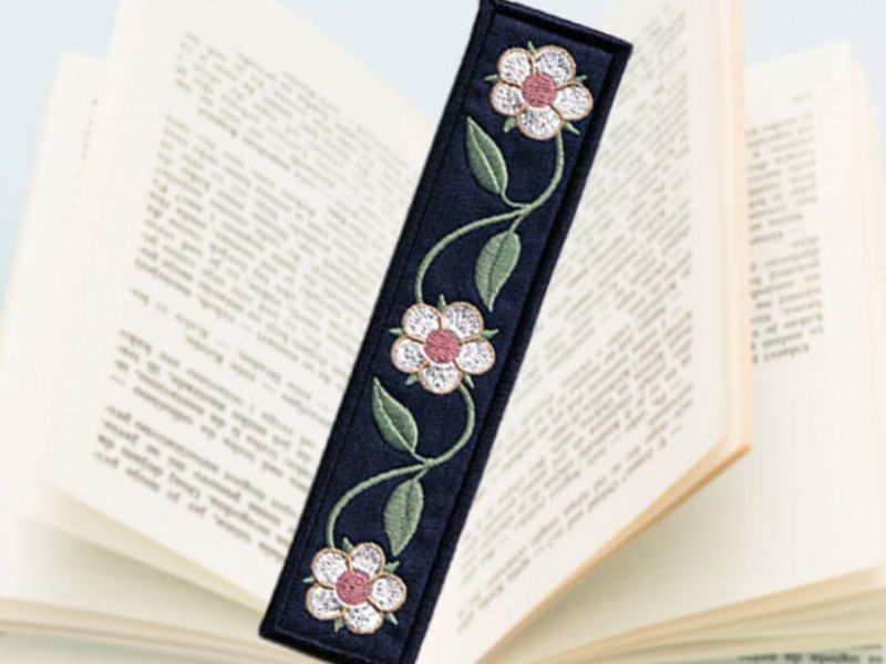 Spring Flower Bookmark Black