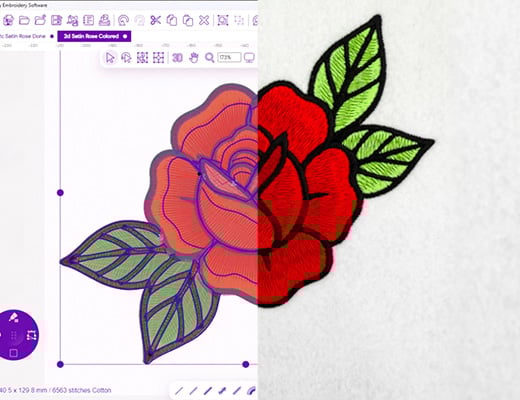 Stitch out beside embroidery software