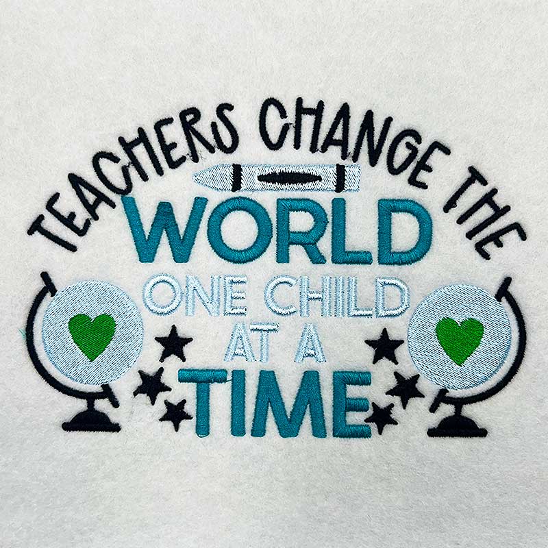 Teachers change the world embroidery design