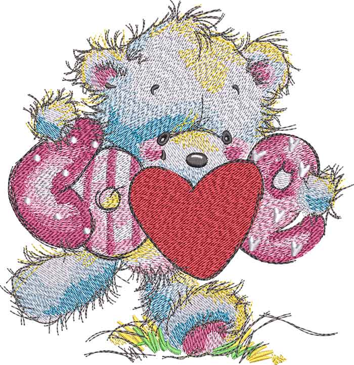 Teddy Bear Love embroidery design
