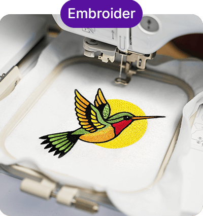 Embroider - Design being embroidered on machine
